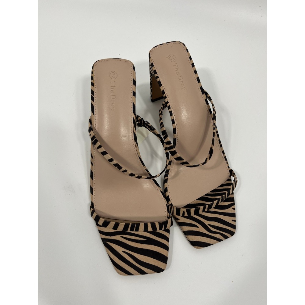 Womens Heels 12 Beige Stripe Zebra Print Formal Event Wedding Guest Chic - Picture 2 of 9